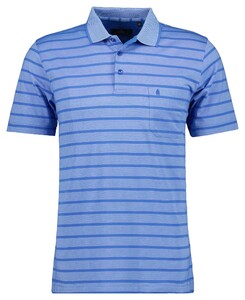 Ragman Striped Polo Blauw