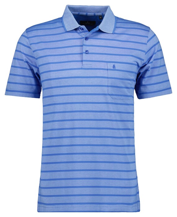Ragman Striped Polo Blauw