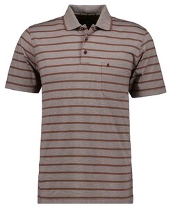 Ragman Striped Polo Chestnut