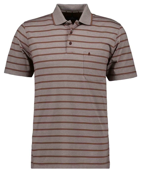 Ragman Striped Polo Chestnut