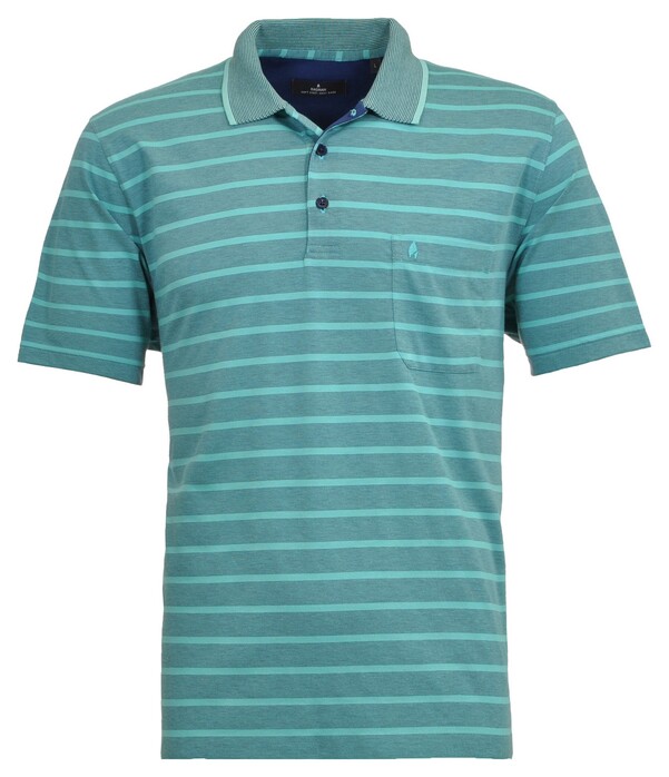 Ragman Striped Polo Emerald