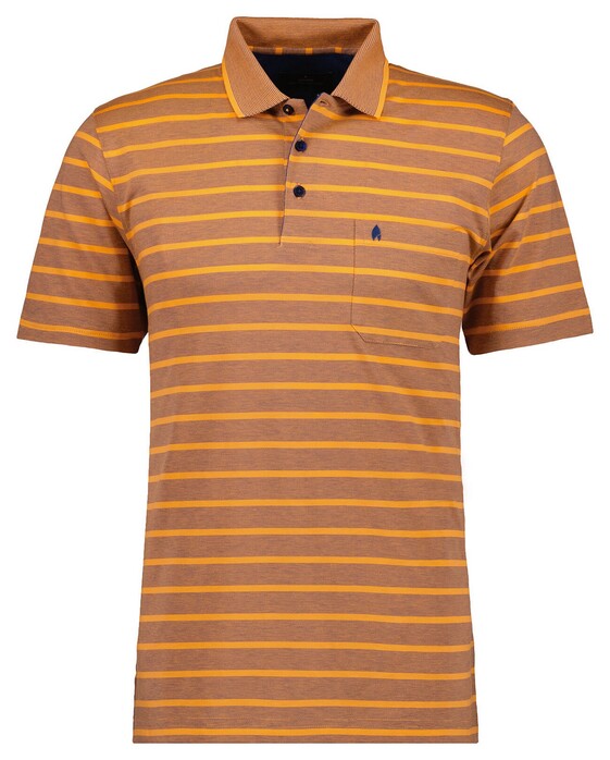 Ragman Striped Polo Oranje