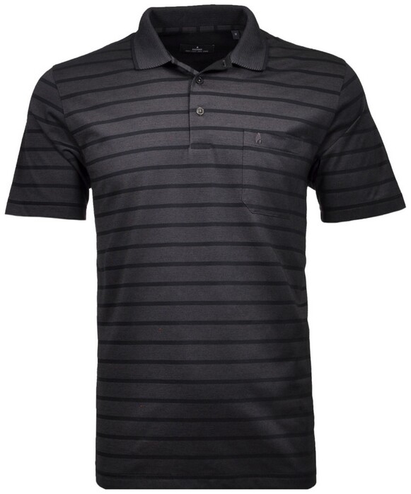 Ragman Striped Polo Zwart