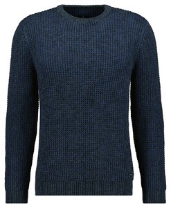 Ragman Structure Knit Pullover Roundneck Trui Blauw-Groen