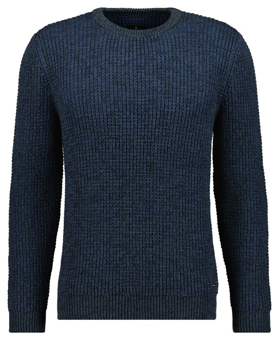 Ragman Structure Knit Pullover Roundneck Trui Blauw-Groen