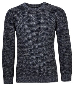 Ragman Structure Knit Pullover Roundneck Trui Donker Blauw-Grijs