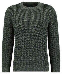 Ragman Structure Knit Pullover Roundneck Trui Donker Groen