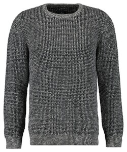 Ragman Structure Knit Pullover Roundneck Trui Grijs Melange