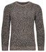Ragman Structure Knit Pullover Roundneck Trui Taupe-Grijs
