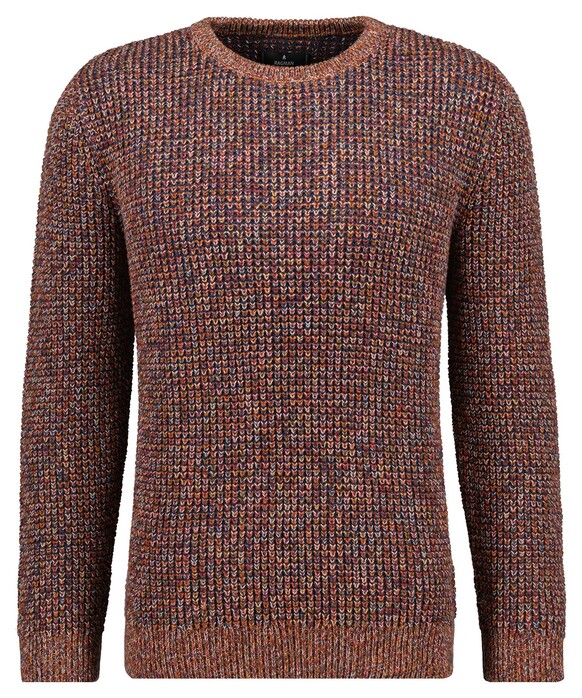 Ragman Structure Knit Pullover Roundneck Trui Terra Melange