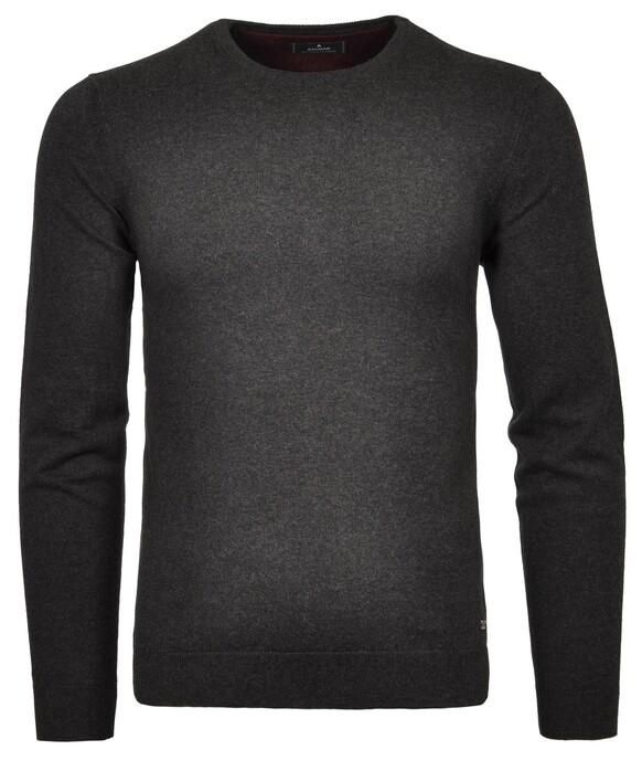 Ragman Supersoft Knit Pullover Knitted Elbow Patches Trui Antraciet