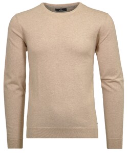 Ragman Supersoft Knit Pullover Knitted Elbow Patches Trui Beige