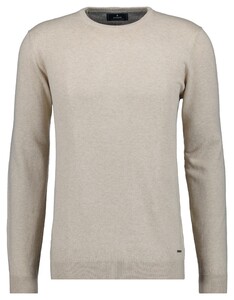 Ragman Supersoft Knit Pullover Knitted Elbow Patches Trui Beige Melange