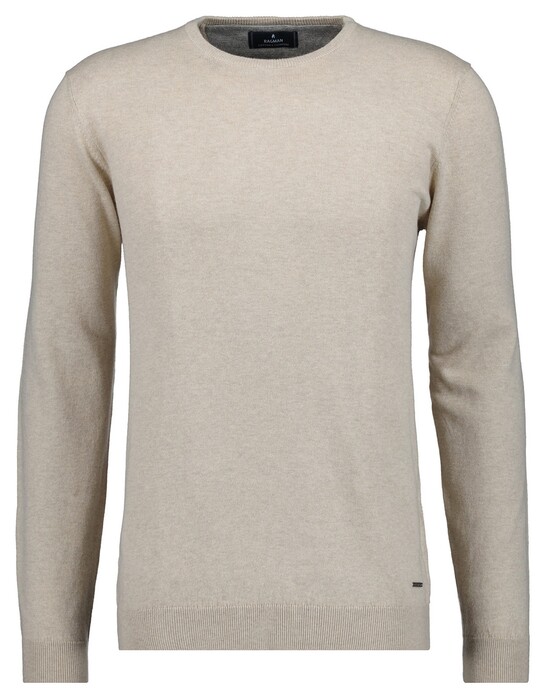 Ragman Supersoft Knit Pullover Knitted Elbow Patches Trui Beige Melange