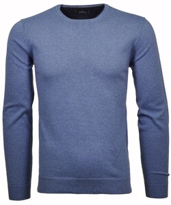 Ragman Supersoft Knit Pullover Knitted Elbow Patches Trui Duivenblauw