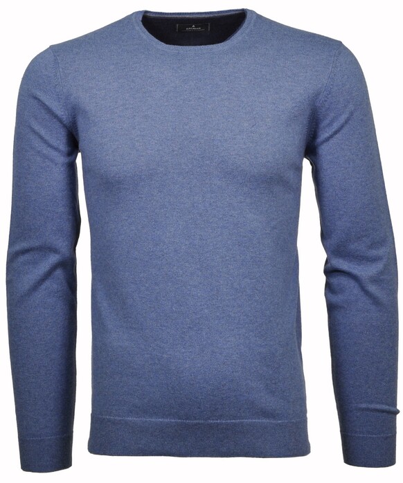 Ragman Supersoft Knit Pullover Knitted Elbow Patches Trui Duivenblauw