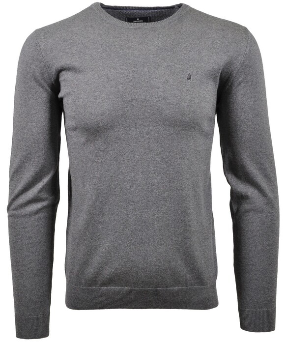 Ragman Supersoft Knit Pullover Knitted Elbow Patches Trui Grijs