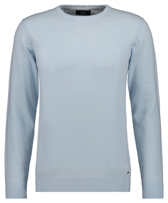 Ragman Supersoft Knit Pullover Knitted Elbow Patches Trui Ice Blue