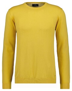 Ragman Supersoft Knit Pullover Knitted Elbow Patches Trui Lemon Yellow