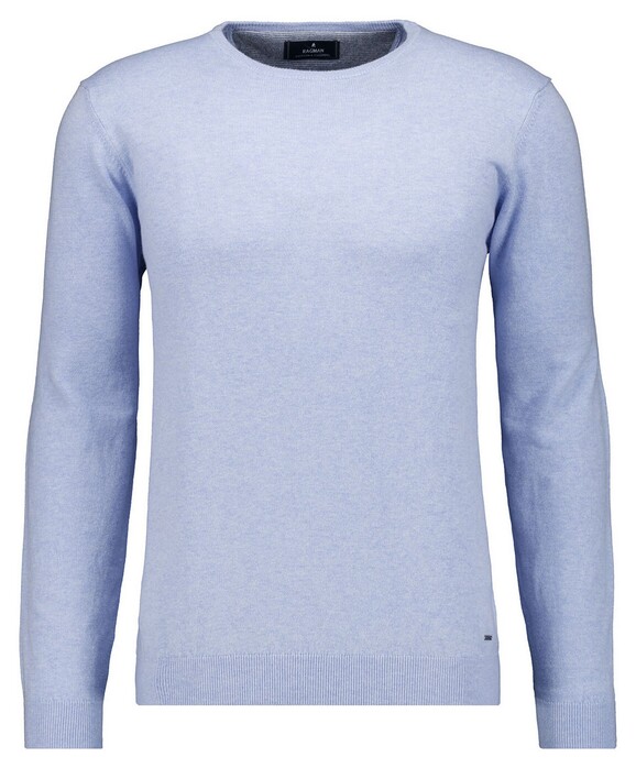 Ragman Supersoft Knit Pullover Knitted Elbow Patches Trui Licht Blauw