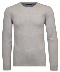 Ragman Supersoft Knit Pullover Knitted Elbow Patches Trui Licht Grijs Melange