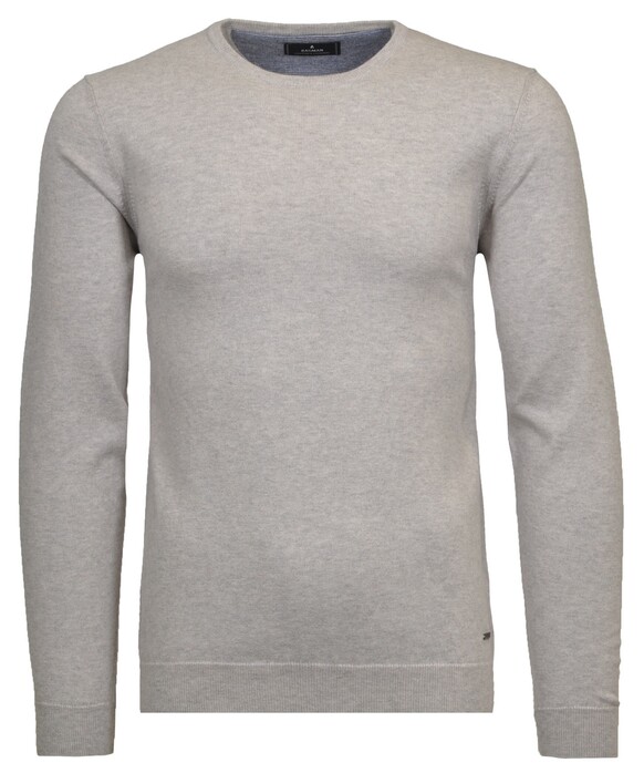 Ragman Supersoft Knit Pullover Knitted Elbow Patches Trui Licht Grijs Melange