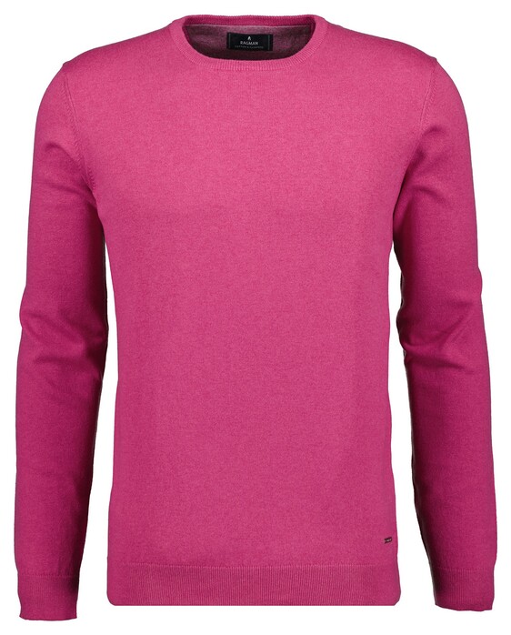 Ragman Supersoft Knit Pullover Knitted Elbow Patches Trui Magenta