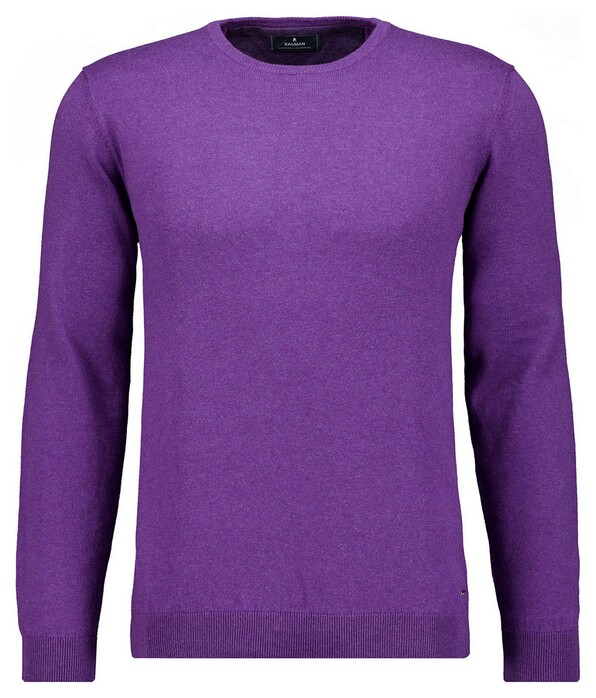 Ragman Supersoft Knit Pullover Knitted Elbow Patches Trui Paars