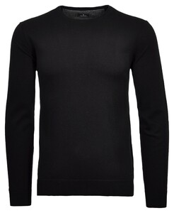 Ragman Supersoft Knit Pullover Knitted Elbow Patches Trui Zwart