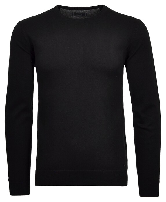 Ragman Supersoft Knit Pullover Knitted Elbow Patches Trui Zwart
