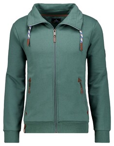 Ragman Sweat Cardigan Stand Up Drawstring Collar Green