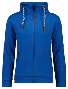 Ragman Sweat Cardigan Stand Up Drawstring Collar Vest Blauw