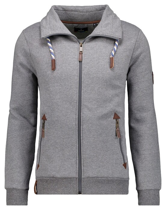 Ragman Sweat Cardigan Stand Up Drawstring Collar Vest Grijs