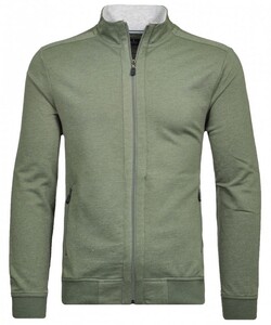 Ragman Sweat Cardigan Standup Collar Khaki