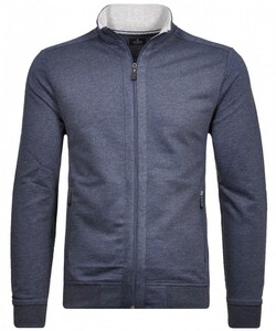 Ragman Sweat Cardigan Standup Collar Vest Donker Blauw