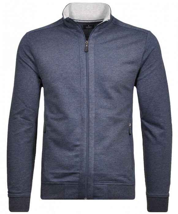 Ragman Sweat Cardigan Standup Collar Vest Donker Blauw