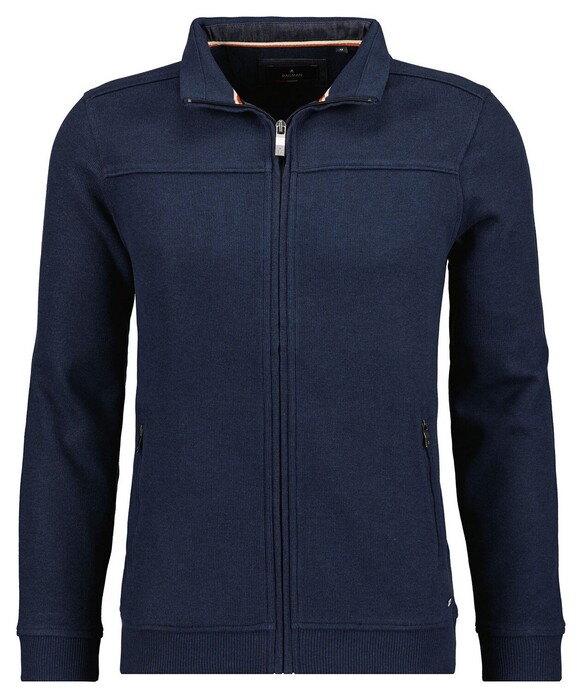 Ragman Sweat Jacket Stand Up Zip Collar Vest Donker Blauw
