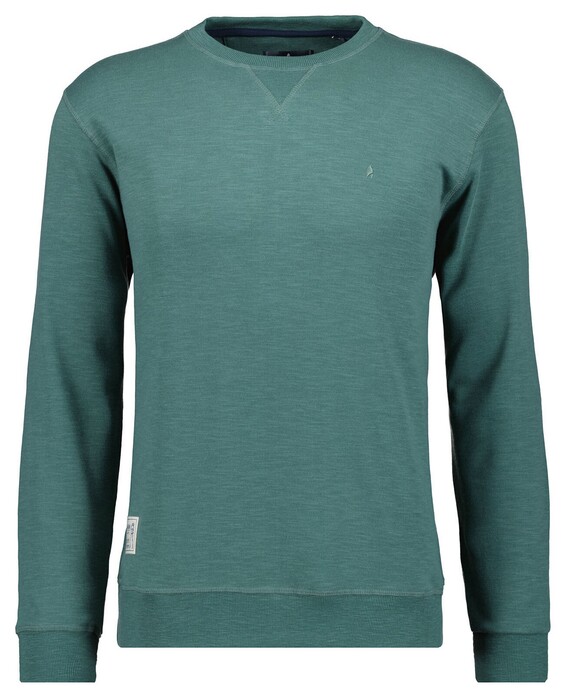 Ragman Sweat Tow-Tone Look Slub Jersey Trui Groen