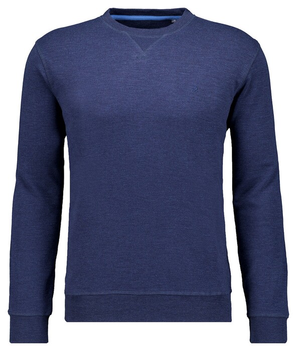 Ragman Sweat Tow-Tone Look Slub Jersey Trui Jeans Blauw