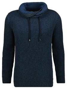Ragman Texture Knit Stand Up Maseltov Drawstring Collar Trui Blauw-Groen