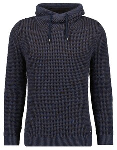 Ragman Texture Knit Stand Up Maseltov Drawstring Collar Trui Bruin-Blauw