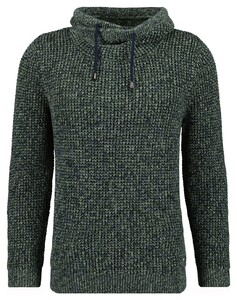 Ragman Texture Knit Stand Up Maseltov Drawstring Collar Trui Donker Groen