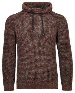 Ragman Texture Knit Stand Up Maseltov Drawstring Collar Trui Donkergroen-Beige
