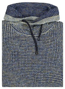 Ragman Texture Knit Stand Up Maseltov Drawstring Collar Trui Geel-Blauw