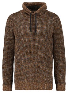 Ragman Texture Knit Stand Up Maseltov Drawstring Collar Trui Groen-Beige