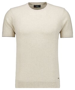 Ragman Texture Knit Tone-In-Tone Short Sleeve Round Neck Trui Ecru