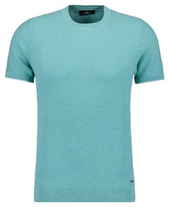 Ragman Texture Knit Tone-In-Tone Short Sleeve Round Neck Trui Licht Groen
