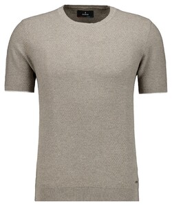 Ragman Texture Knit Tone-In-Tone Short Sleeve Round Neck Trui Walnut