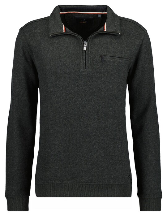 Ragman Troyer Zip Collar Chest Pocket Trui Donker Groen