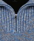 Ragman Troyer Zip Cotton Knit Pullover Elbow Patches Trui Blauw-Grijs
